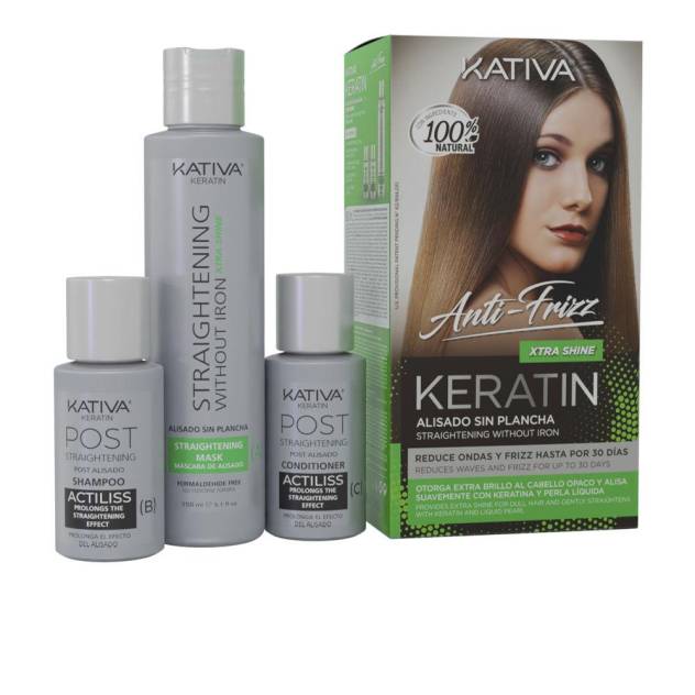 KERATIN ANTI-FRIZZ alisado sin plancha extra brillo 30 días 3 u