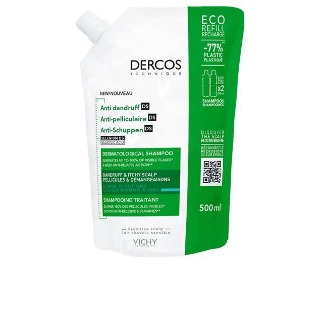 DERCOS anti-dandruff shampoo for normal to oily hair ecorefill 500 ml